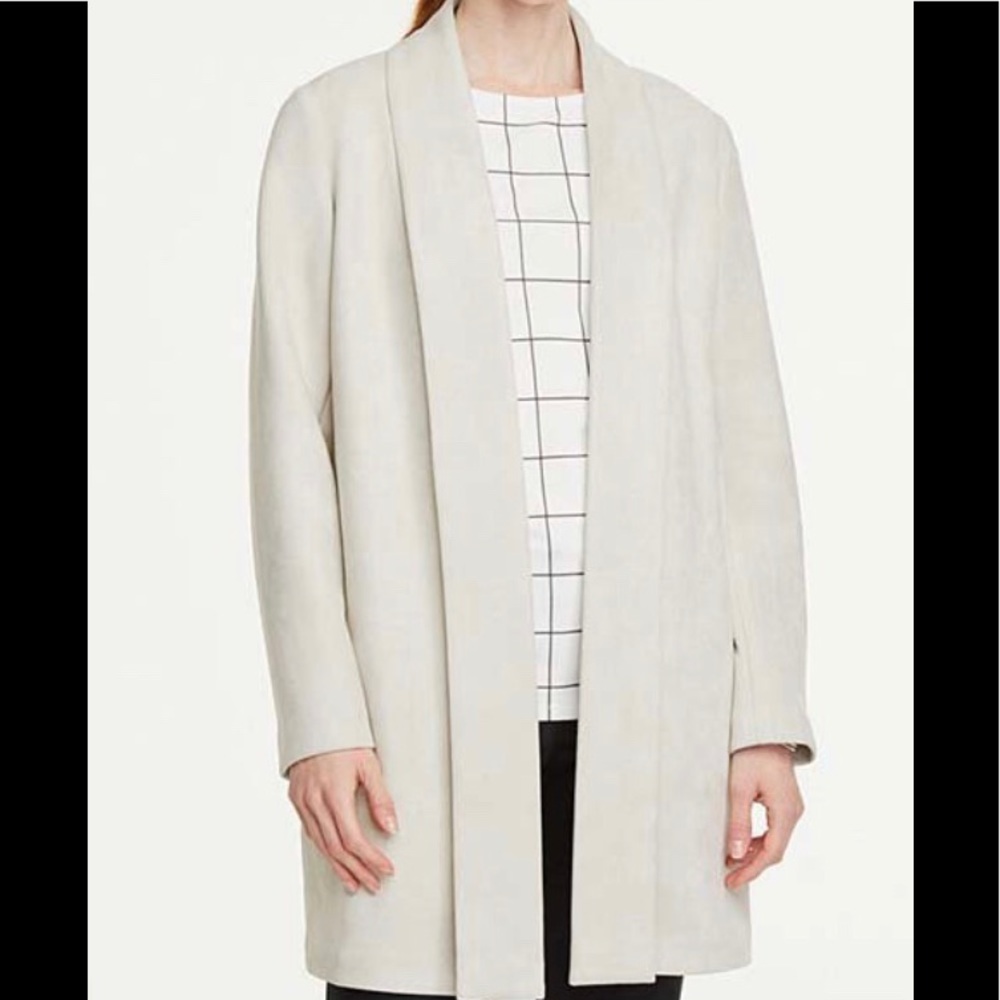 Silver Shawl-Collar Pocket Sudette Open Jacket